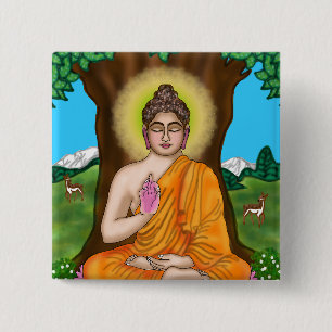 Gautam Boeddha-knop Vierkante Button 5,1 Cm