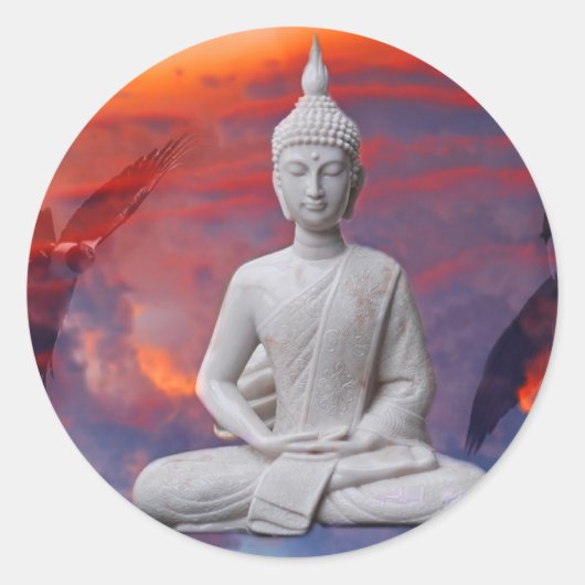 Gautama Siddhartha Buddha Ronde Sticker (Voorkant)