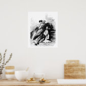 Gavarni: man roken een lange pijp poster (Keuken)