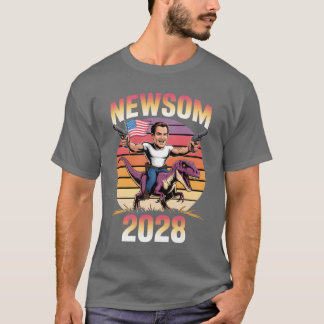 Gavin Newsom 2028 Bold Patriottisch Leider Riding T-shirt