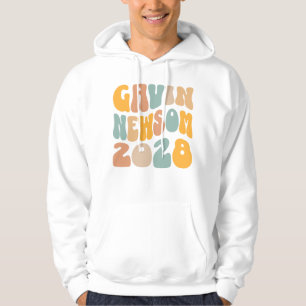 Gavin Newsom 2028 Voor President Golvende Tekst Hoodie