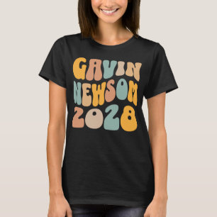 Gavin Newsom 2028 Voor President Golvende Tekst T-shirt