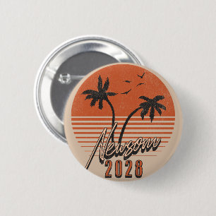 Gavin Newsom 2028 Voor President Palmboom Zonsonde Ronde Button 5,7 Cm