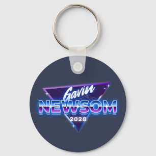 Gavin Newsom 2028 voor President Retro 80s Sleutelhanger