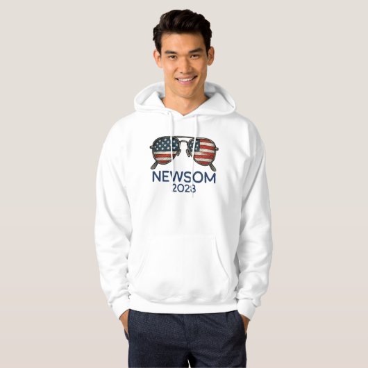 Gavin Newsom 2028 voor President zonnebril Hoodie (Voorkant volledig)