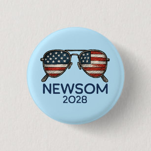 Gavin Newsom 2028 voor President zonnebril Ronde Button 3,2 Cm