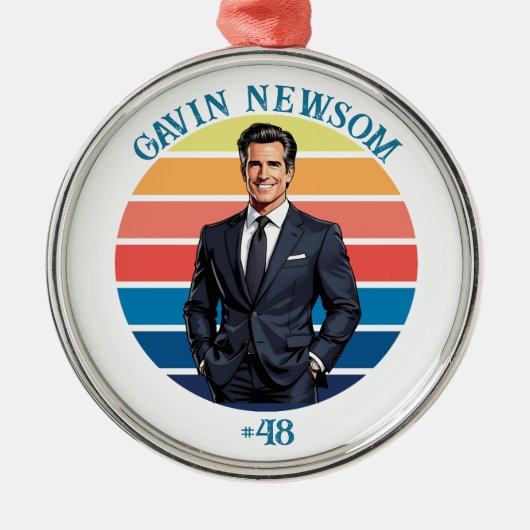 Gavin Newsom | #48 Kerst Metalen Ornament (Voorkant)