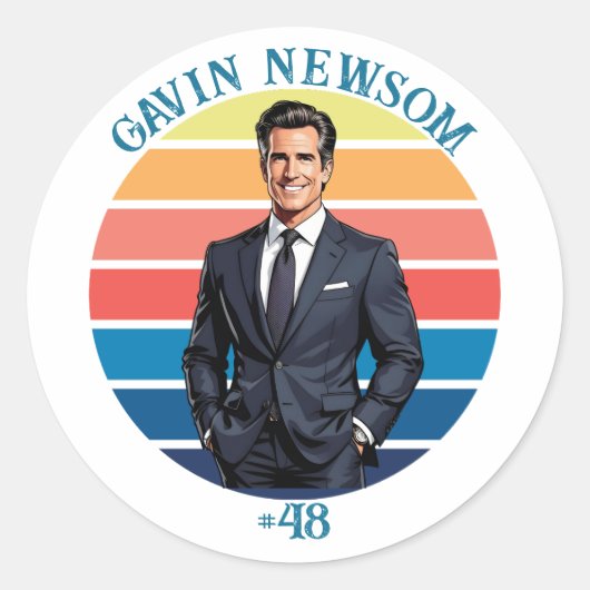 Gavin Newsom | #48 Kerst Ronde Sticker (Voorkant)