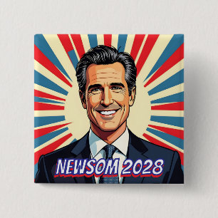 Gavin Newsom De favoriete gouverneur van Califor Vierkante Button 5,1 Cm