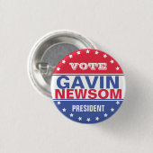 Gavin Newsom President Ronde Button 3,2 Cm (Voorkant /achterkant)