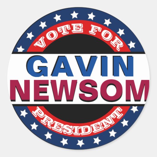 Gavin Newsom Sjabloon Classic Ronde Sticker (Voorkant)