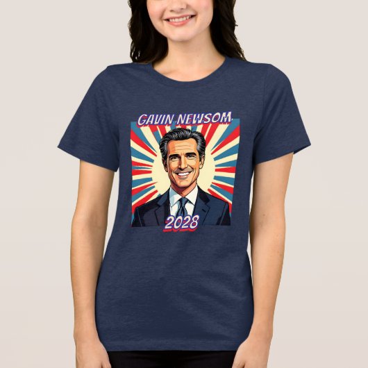 Gavin Newsom voor President 2028 Tri-Blend Shirt (Voorkant)