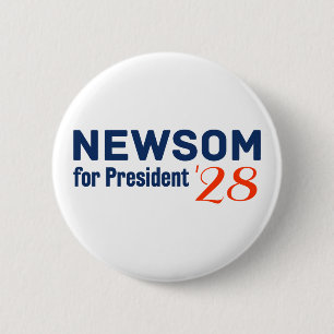 Gavin Newsom voor President 2028 witte knop Ronde Button 5,7 Cm