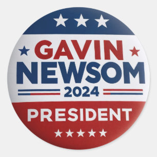 Gavin Newsom voor President Ronde Sticker