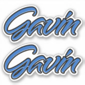 Gavin Nom autocollant Stickerset bleu (Devant)