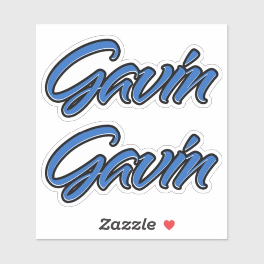 Gavin Nom autocollant Stickerset bleu (Feuille)