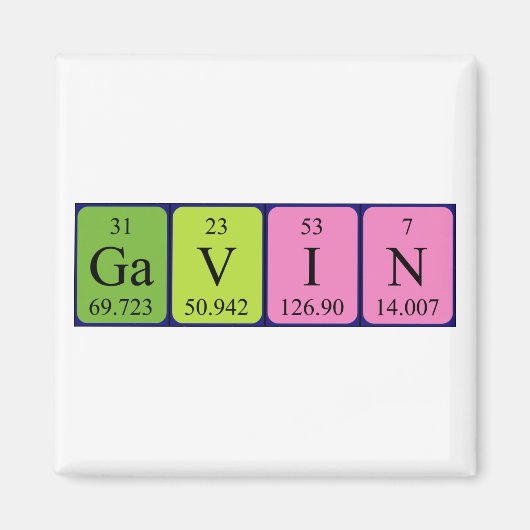 Gavin periodieke table name magnet magneet (Voorkant)