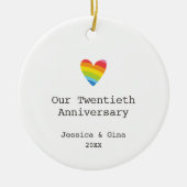 Gay 20th Wedding Jubileum Persoonlijk hart Keramisch Ornament (Voorkant)
