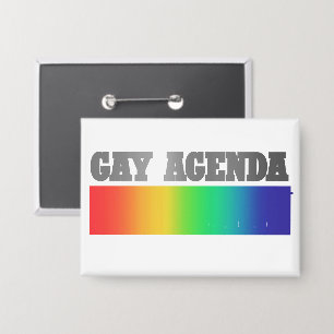 Gay Agenda Rainbow Ombre Funny Gay Pride Button