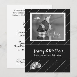 Gay and Lesbian Wedding Invitation Black Pinstripe Kaart