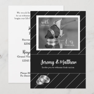 Gay and Lesbian Wedding Invitation Black Pinstripe Kaart