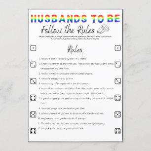Gay Bachelor Party Game, Volg de regels Kaart