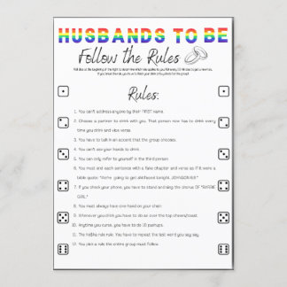 Gay Bachelor Party Game, Volg de regels Kaart