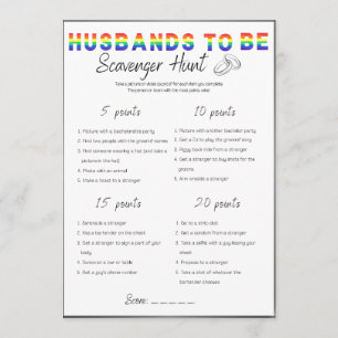 Gay Bachelor Party Spel, Scavenger Hunt Kaart