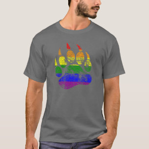 GAY BEAR Gedistingeerd Berenpoot Regenboogvlag T-shirt