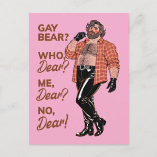 "Gay Bear? Nee, schat!" – Sassy Leather Bear Briefkaart