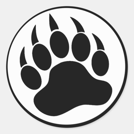GAY BEAR PAW/CLAW NOIR ET BLANC - STICKER ROND (Devant)