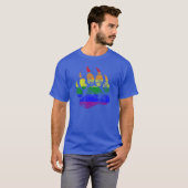 GAY BEER Distress Beer Paw Rainbow-vlag T-shirt (Voorkant volledig)