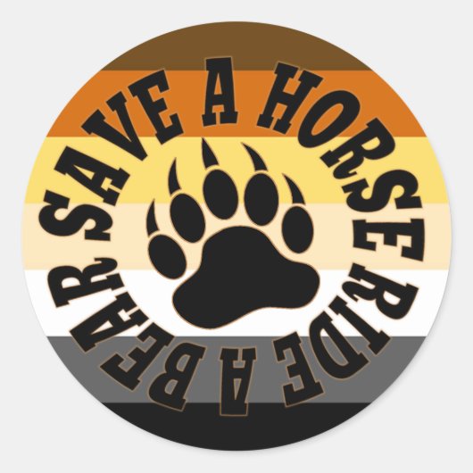 Gay Beer Pride Save a Horse Ride A Beer Ronde Sticker (Voorkant)