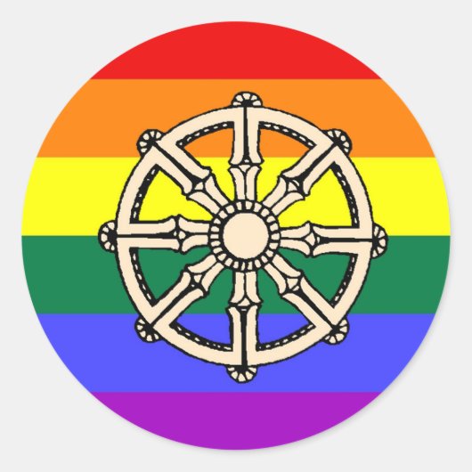 Gay Boeddhist Pride Ronde Sticker (Voorkant)