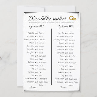 Gay bruiloft douche spel, zou hij liever kaart