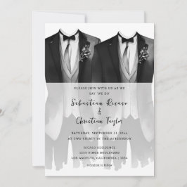 Gay bruiloft twee bruidegoms in pakken en Stropdas Kaart