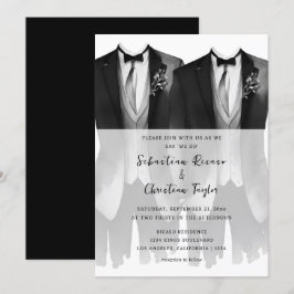 Gay bruiloft twee bruidegoms in pakken en Stropdas Kaart