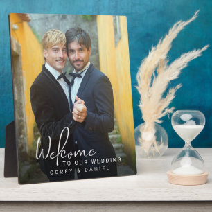 Gay bruiloft welkom twee kamers foto fotoplaat