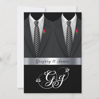 Gay bruiloft zwart Tuxedos rode rozen Kaart