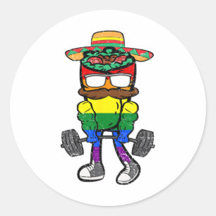 Gay Burrito Workout Cinco De Mayo LGBT-Q Mexicaans Ronde Sticker