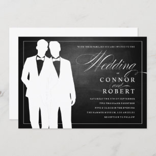 Gay Chalkboard Wedding Two Grooms Silhouettes Kaart