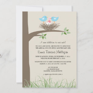 Gay Couple Adoption Announcement Baby Bird's Nest Kaart