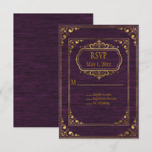 Gay Couple Brown Barnwood and Gold Lijsten Wedding RSVP Kaartje