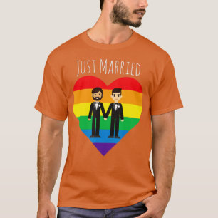 Gay Couple gewoon gehuwde regenboog LGBT Weddensch T-shirt