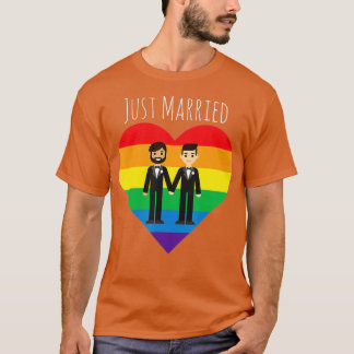 Gay Couple gewoon gehuwde regenboog LGBT Weddensch T-shirt