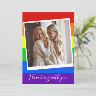 Gay Couple Photo Custom Rainbow Romantic LGBTQ Kaart