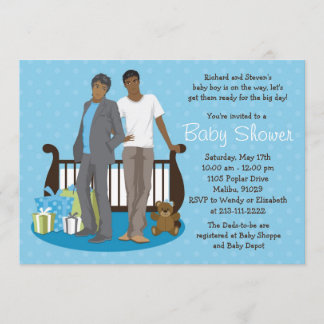 Gay Dads Baby shower Invitation for Boy Kaart