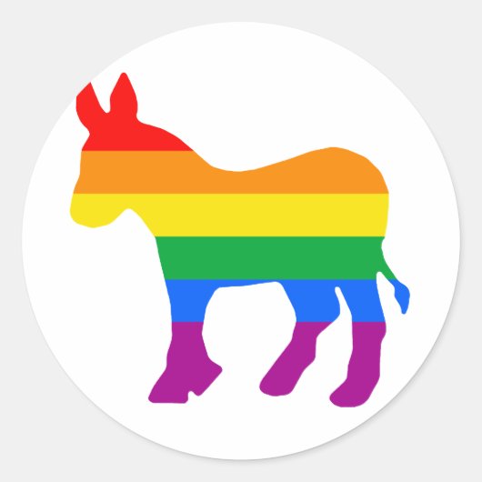 GAY DEMOCRAT RONDE STICKER (Voorkant)