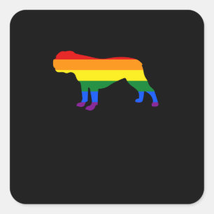 Gay Dogs Bulldog Rainbow Gay Pride Flag Vierkante Sticker