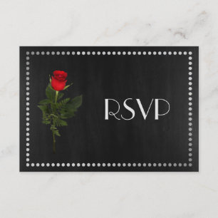 Gay Elegant Black en Silver RSVP met Roos